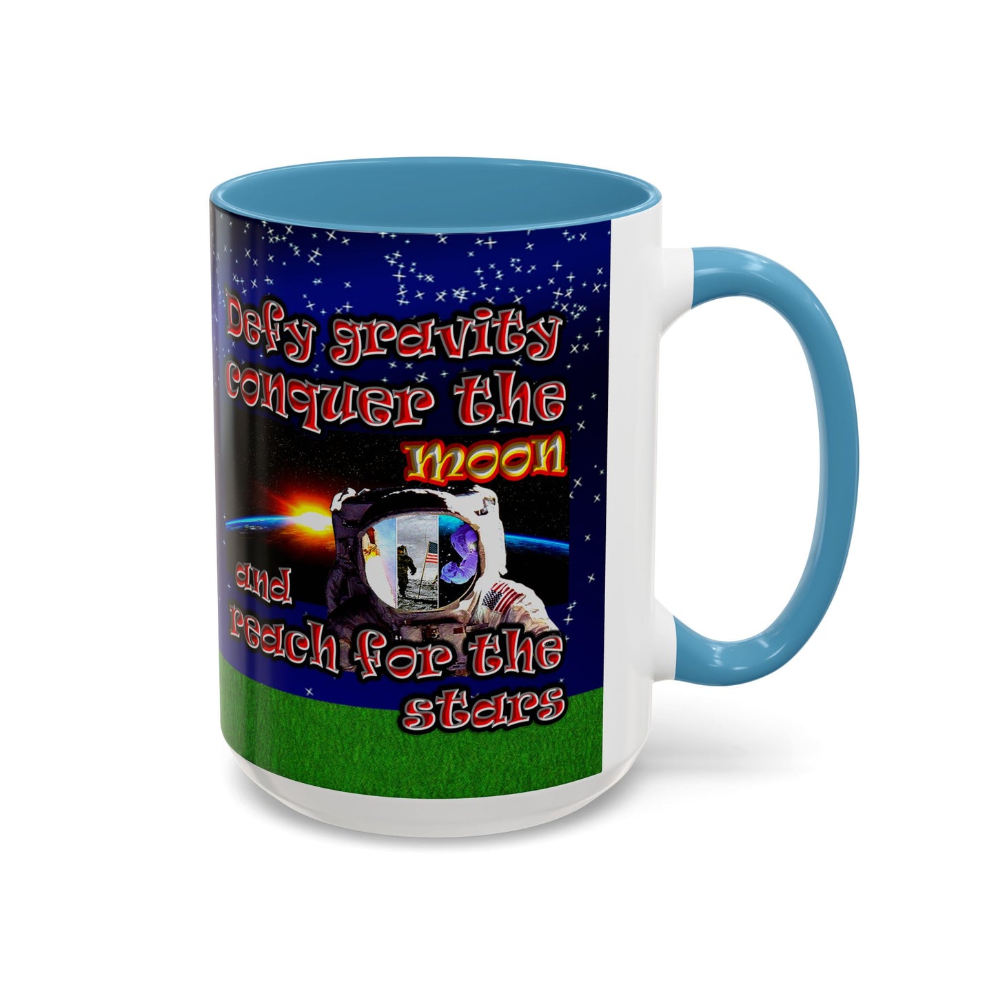 defy conquer reach - Accent Mug ('snoops' background)