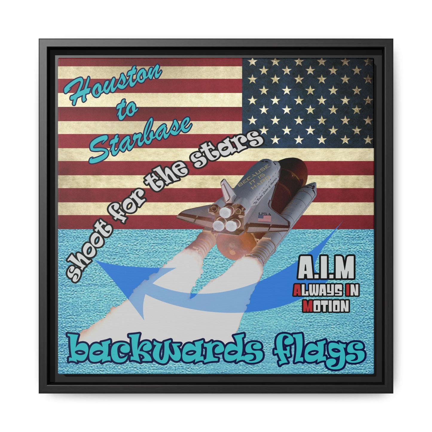 shoot for the stars - framed canvas art (faded blue)