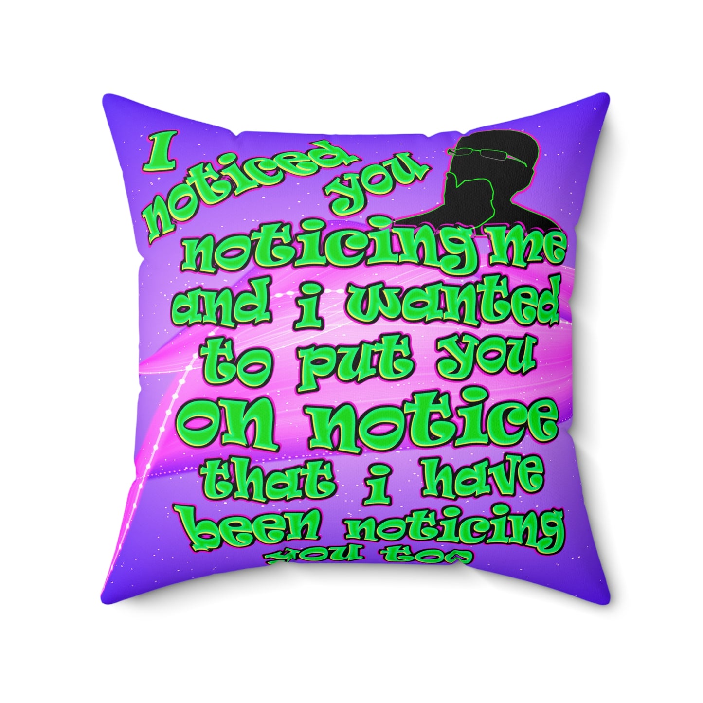 noticed you noticing - Spun Polyester Square Pillow - (purple-pink wave)