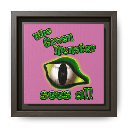 green monster - framed canvas art (light pink)