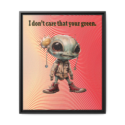 I don't care that your green - framed canvas art (yellow-orange wave)