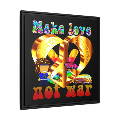 love peace - framed canvas art (black)