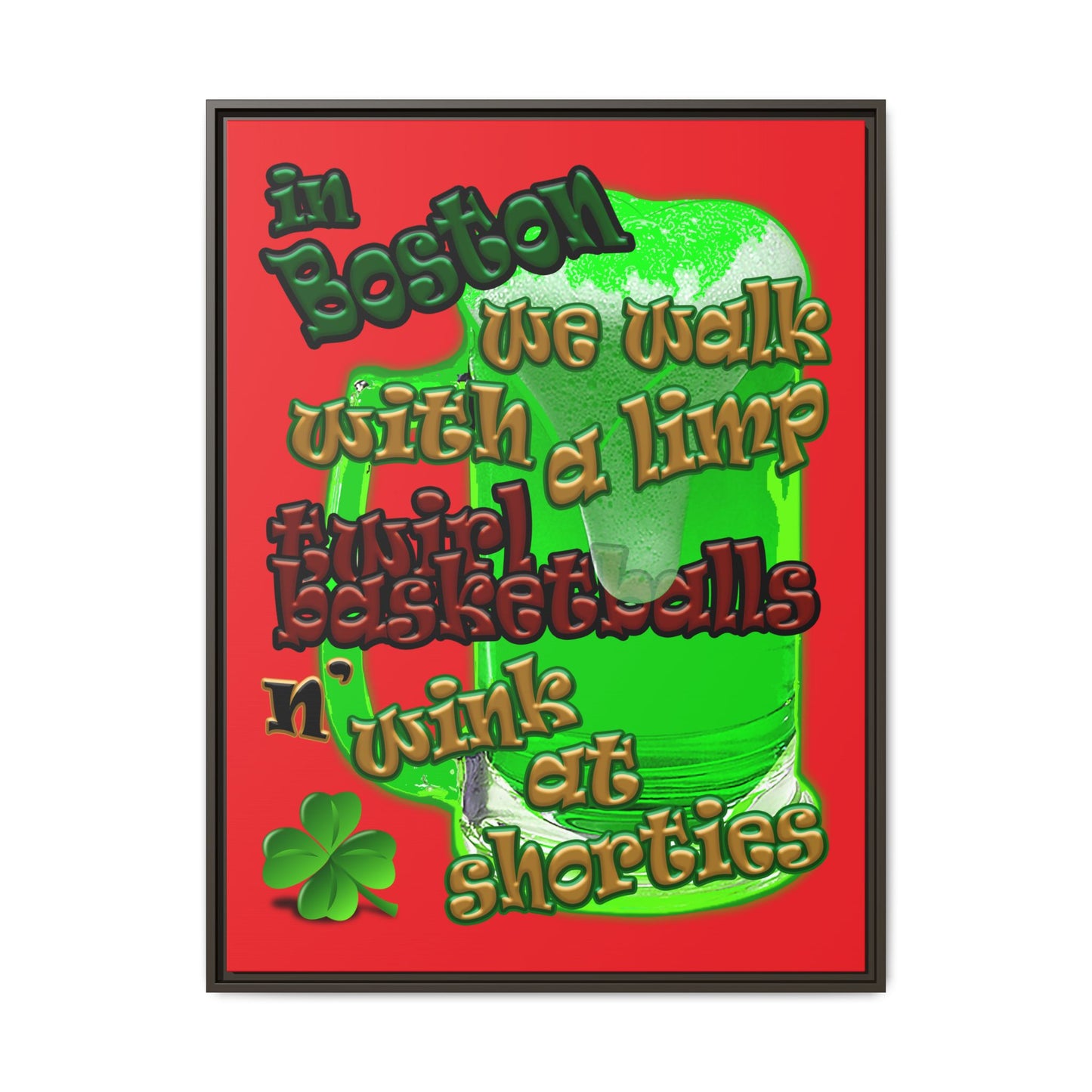 celtics logo - framed canvas art (red)