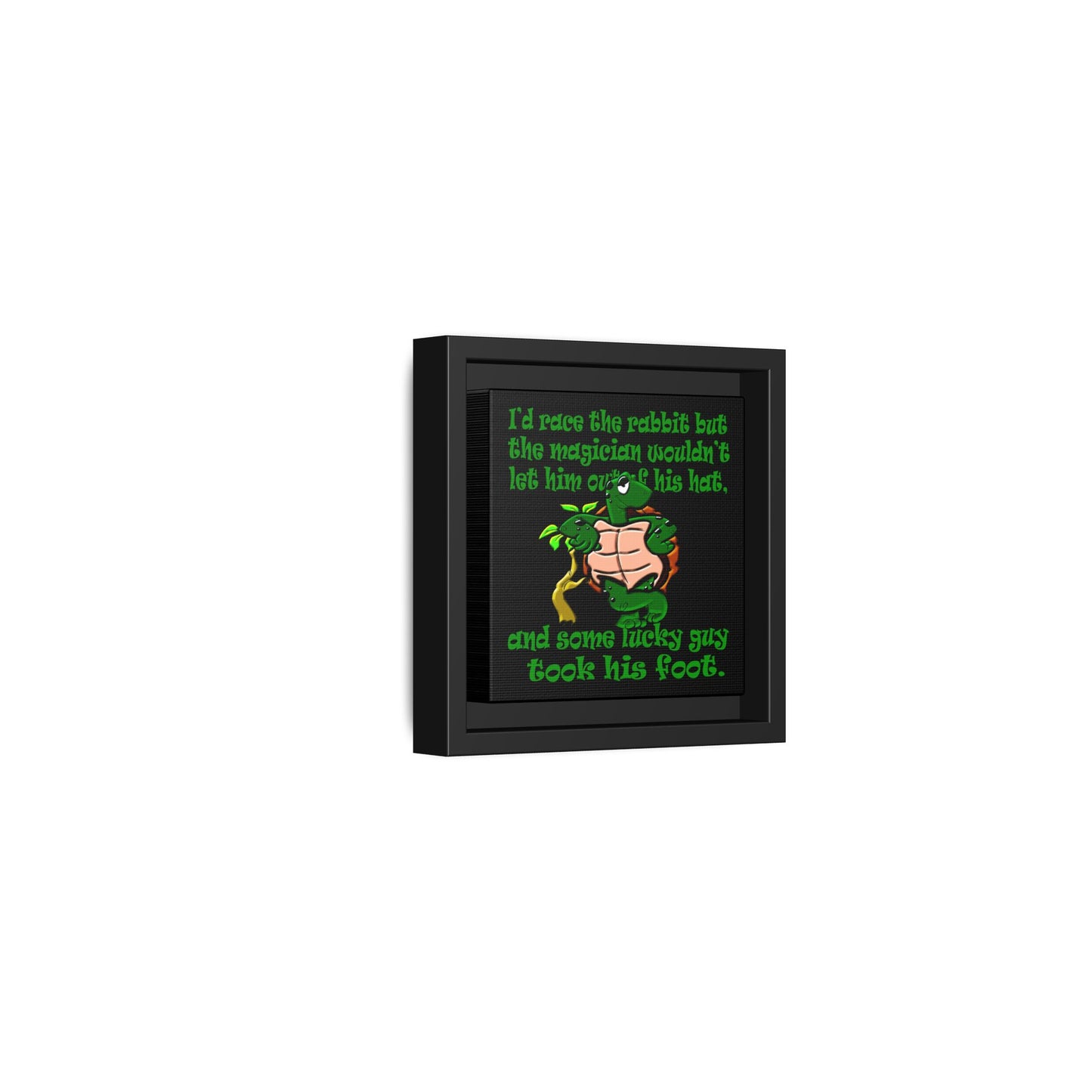 turtle race - framed canvas art (black)