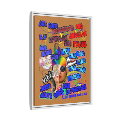 drop the beat - framed canvas art (light brown)
