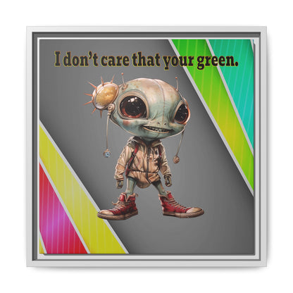 I don't care that your green - framed canvas art (rainbow split)