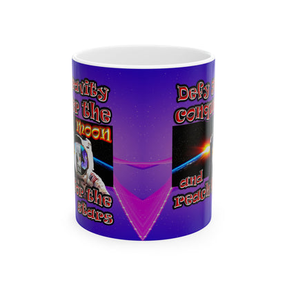 defy conquer reach - White Mug (purple-pink wave)