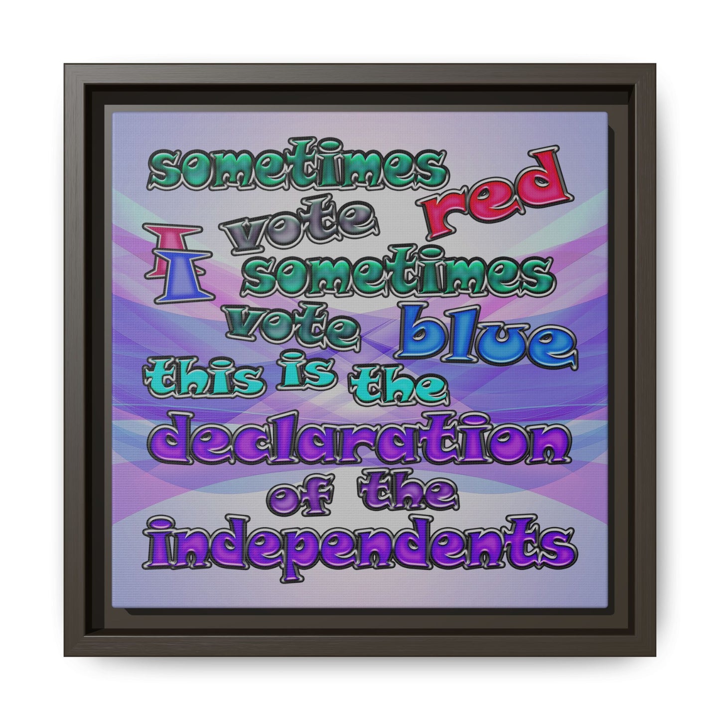 declaration of the independents - framed canvas art (light blue-pink wave)