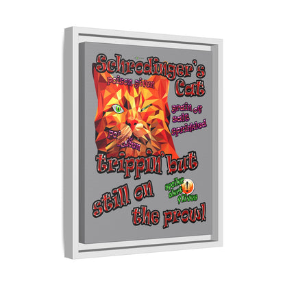 schrodinger's cat - framed canvas art (grey)