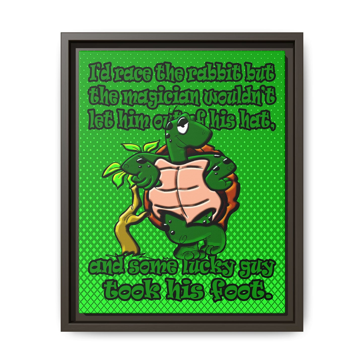 turtle race - framed canvas art (logo green)