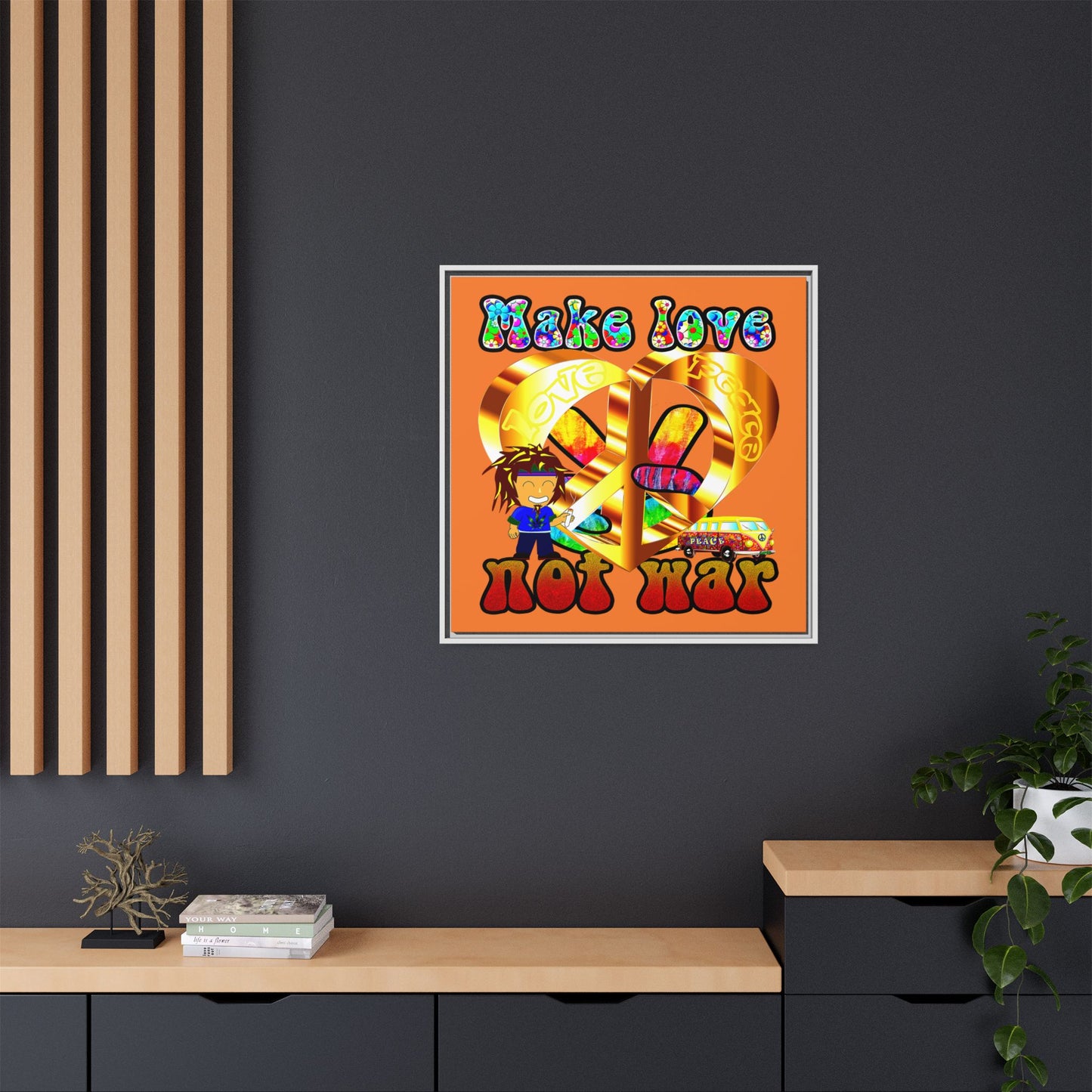 love peace - framed canvas art (crusta)