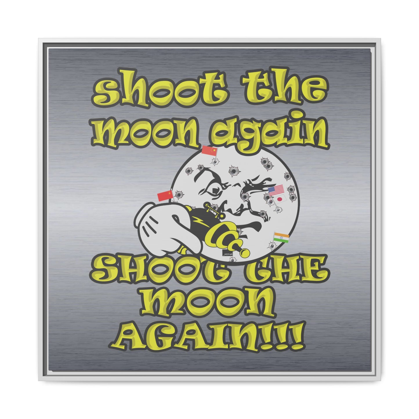shoot the moon again - framed canvas art (brushed nickel)