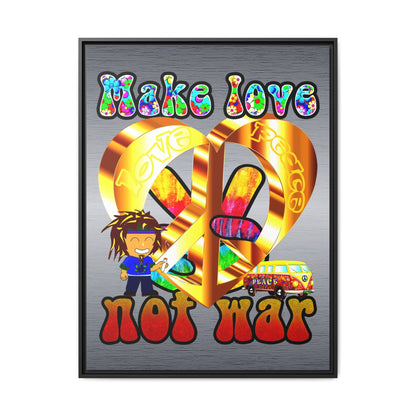 love peace - framed canvas art (brushed nickel)