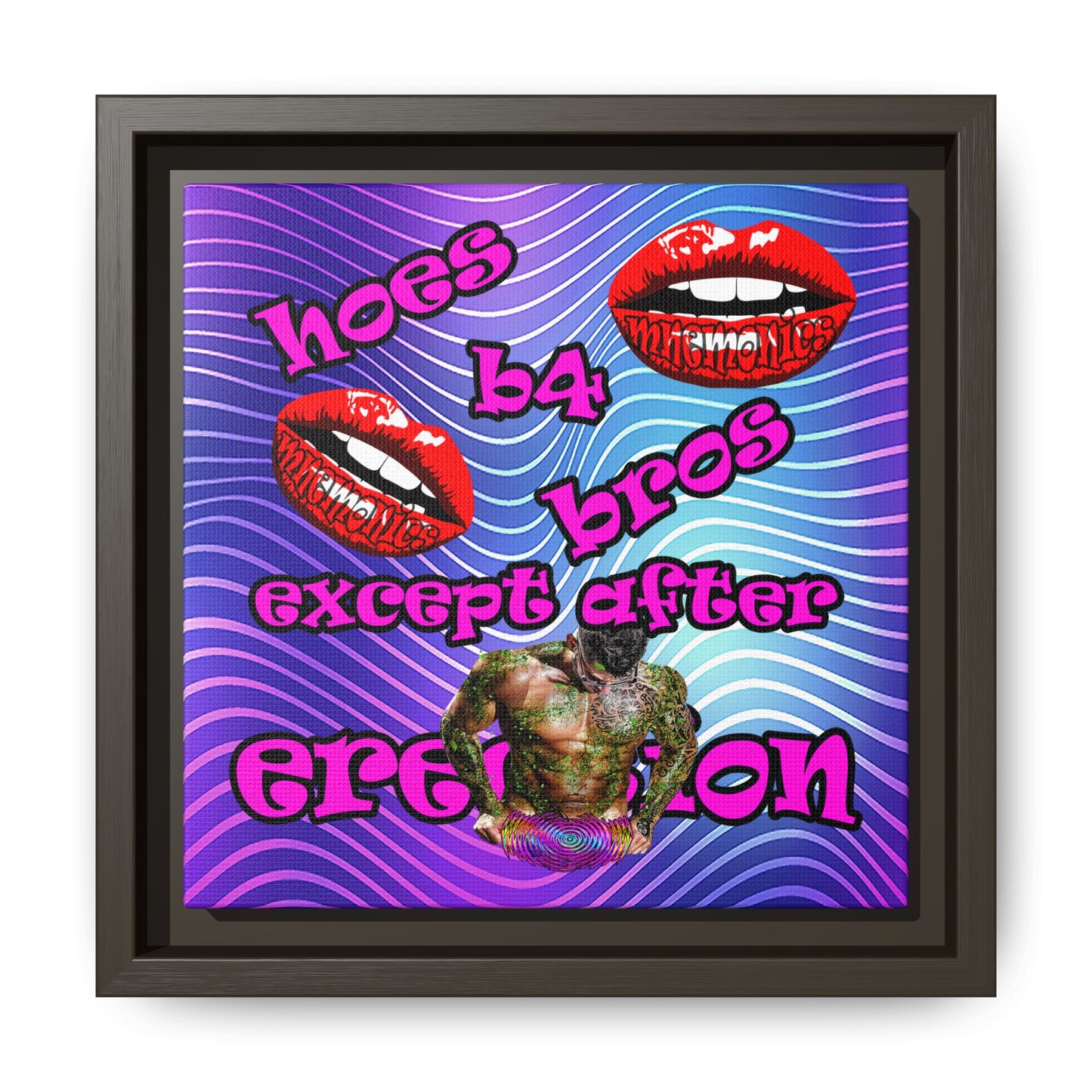 hoes b4 bros - framed canvas art (purple wave)
