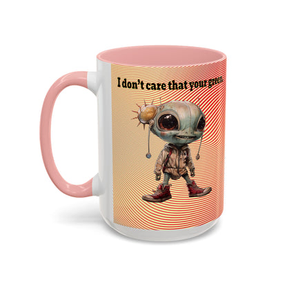 I don't care that your grey - Accent Mug (yellow-orange wave)