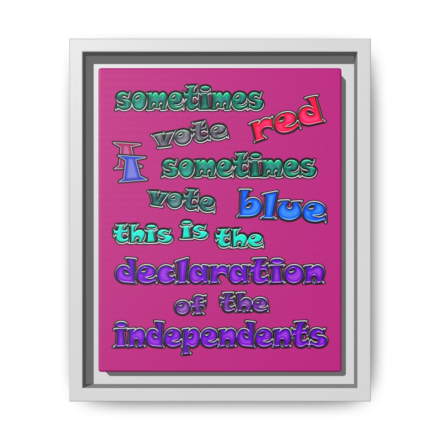 declaration of the independents - framed canvas art (pink)