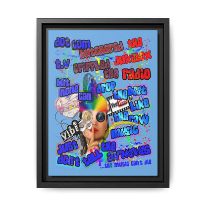 drop the beat - framed canvas art (light blue)