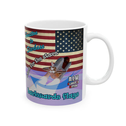 shoot for the stars - White Mug (light blue-pink wave)