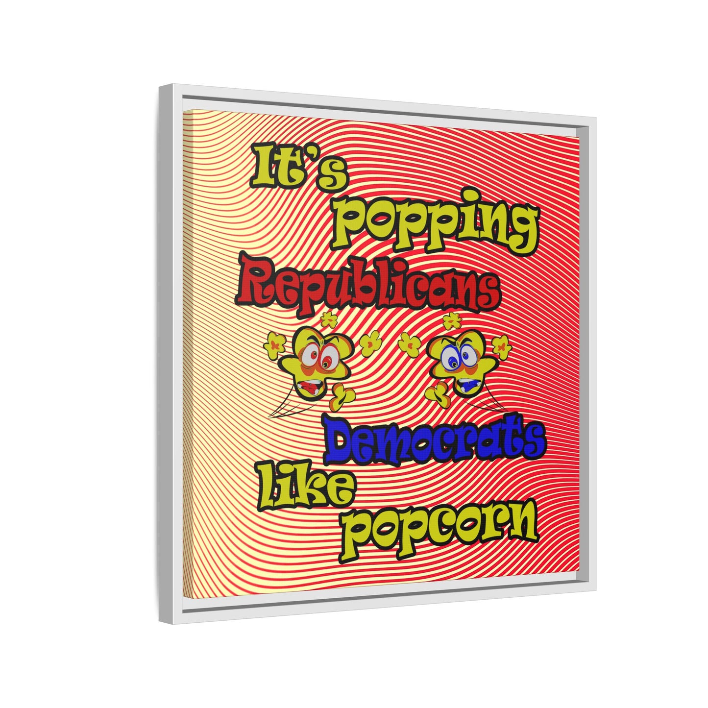 popping like popcorn - framed canvas art (yellow-orange wave)