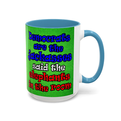 donkeys and elephants - Accent Mug (green turf)