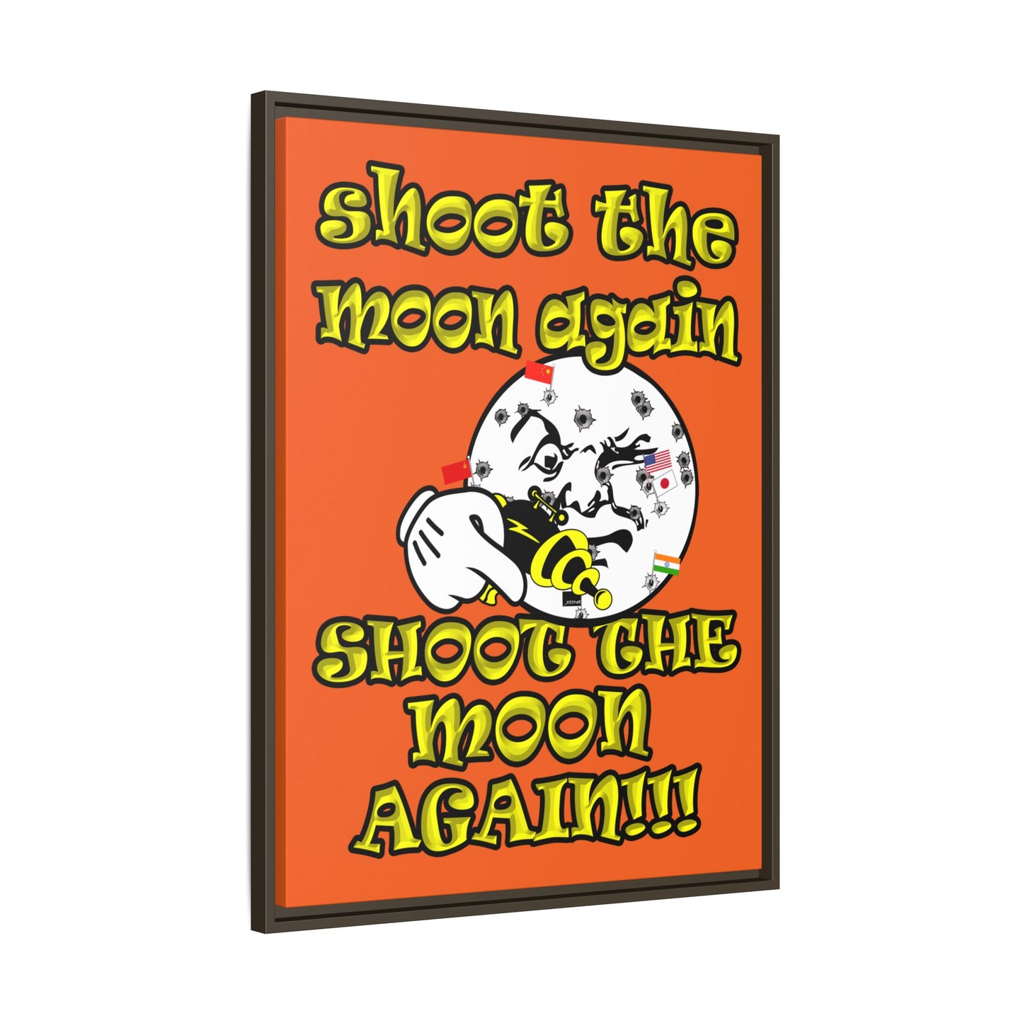 shoot the moon again - framed canvas art (orange)