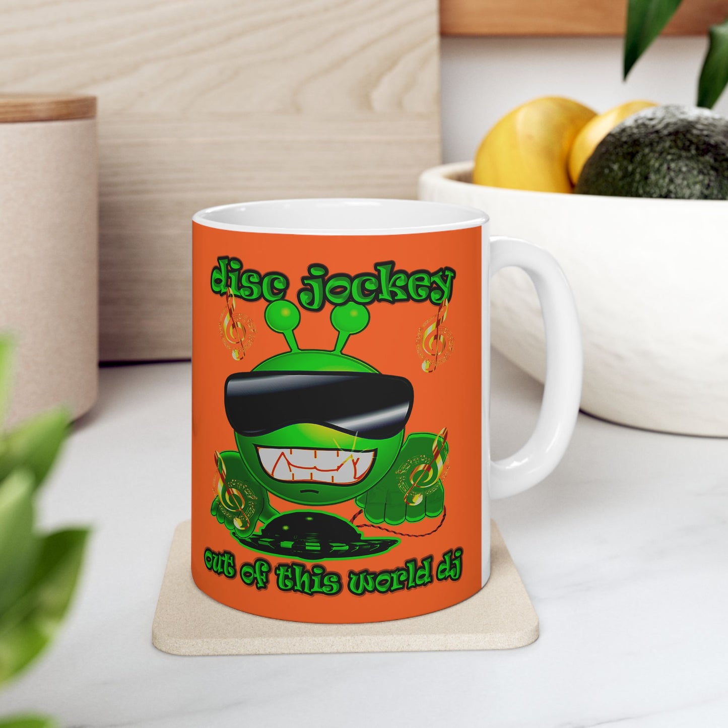 disc jockey - White Mug (orange)