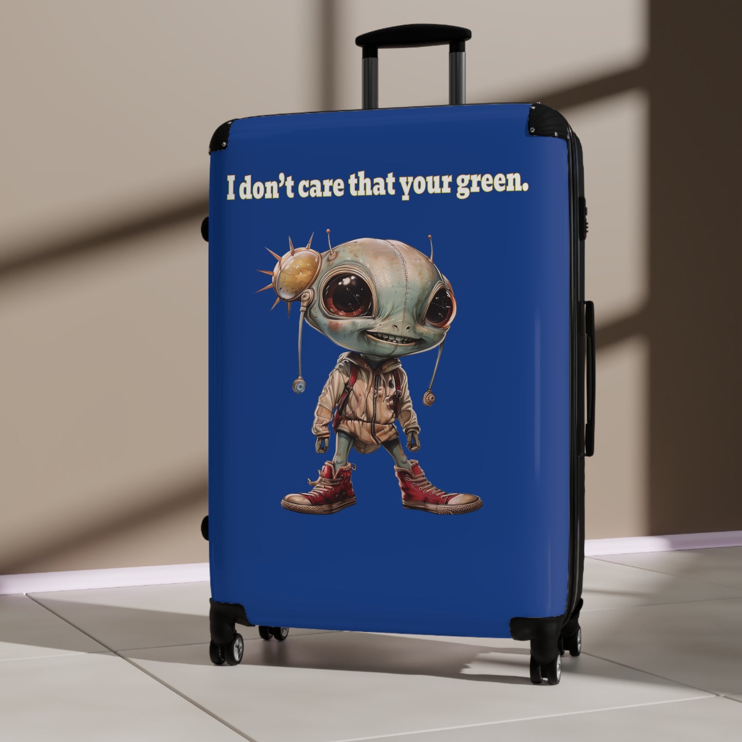 I don't care that your green - Suitcase (dark blue)