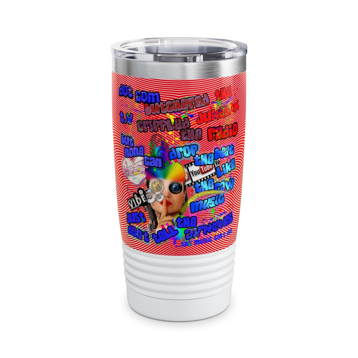 drop the beat - Ringneck Tumbler, 20oz  (yellow-orange wave)