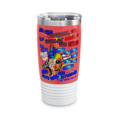 drop the beat - Ringneck Tumbler, 20oz  (yellow-orange wave)