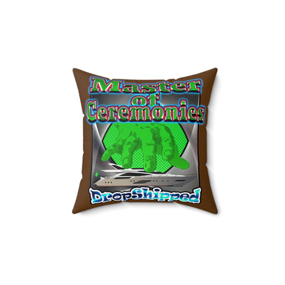 logo - Faux Suede Square Pillow - (brown)