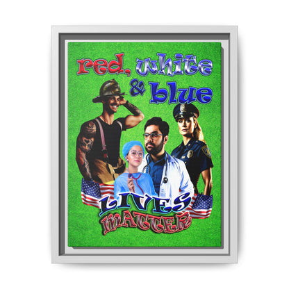 rw&b lives matter - framed canvas art (green turf)