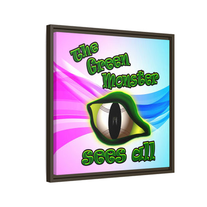 green monster - framed canvas art (light blue-pink wave)
