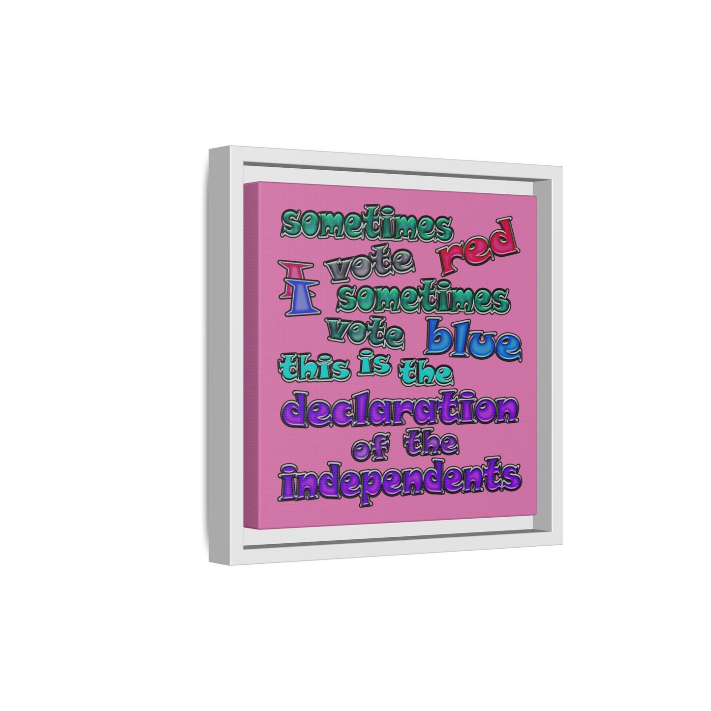 declaration of the independents - framed canvas art (light pink)