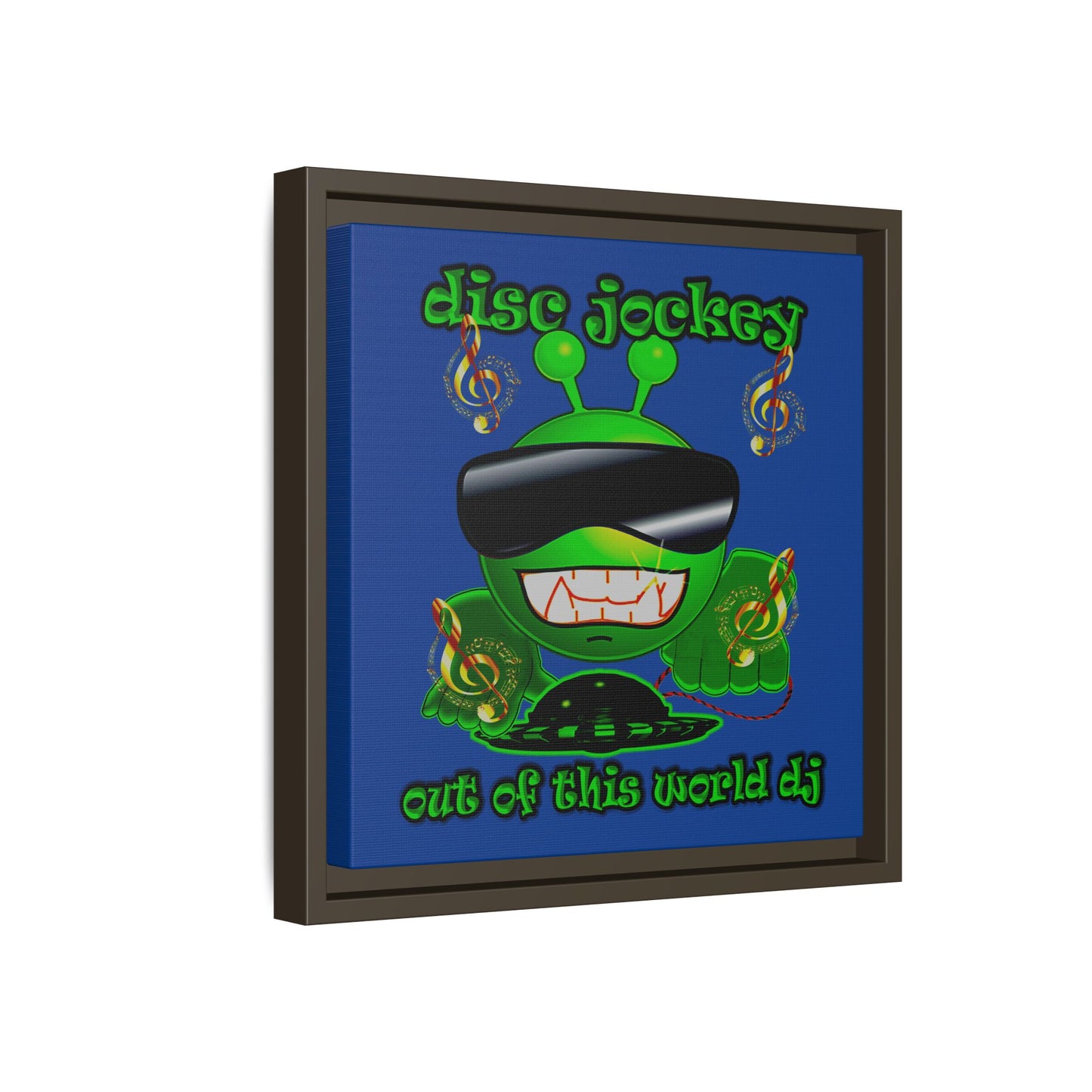 disc jockey - framed canvas art (dark blue)