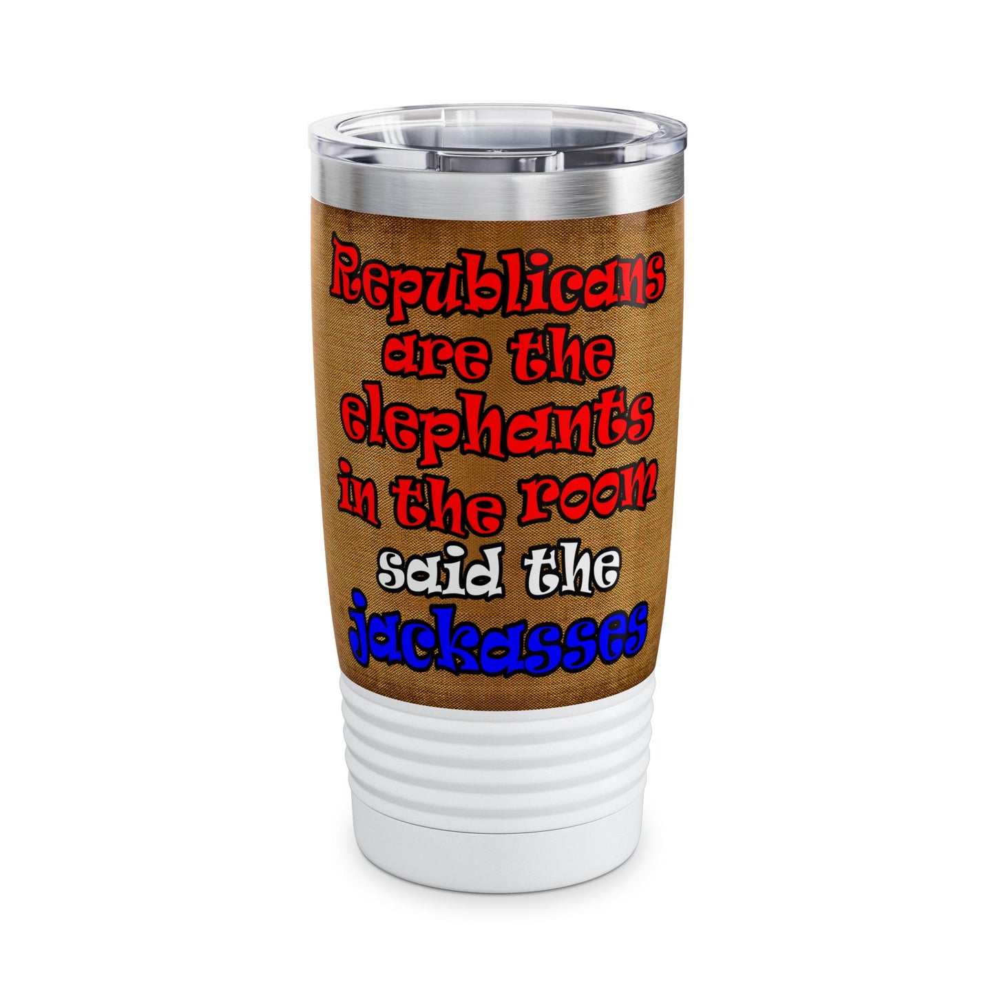 donkeys and elephants - Ringneck Tumbler, 20oz (brown papyrus)
