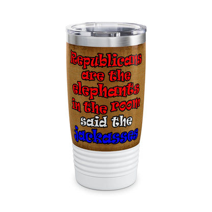 donkeys and elephants - Ringneck Tumbler, 20oz (brown papyrus)