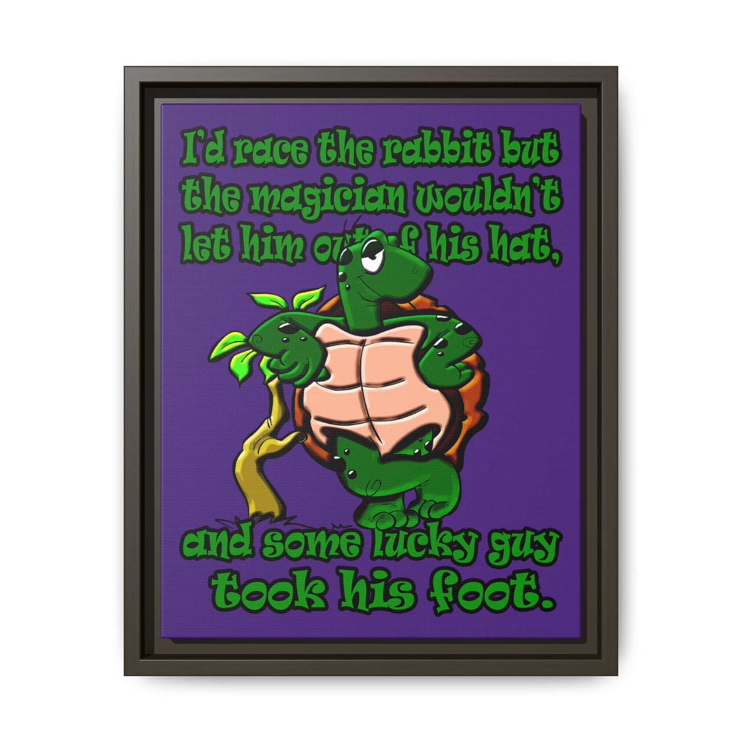 turtle race - framed canvas art (purple)