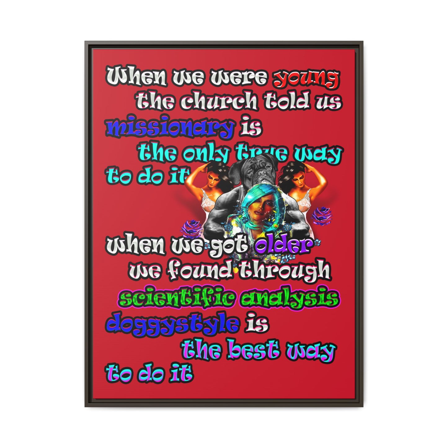 doggystyle - framed canvas art (dark red)