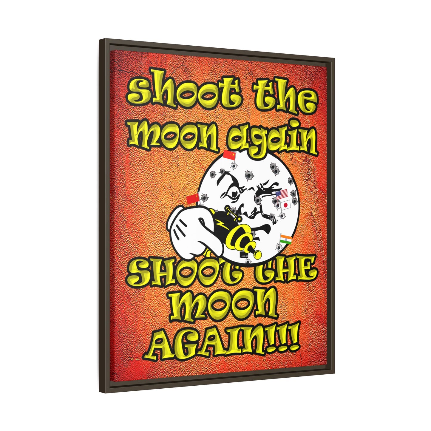 shoot the moon again - framed canvas art (burnt orange)