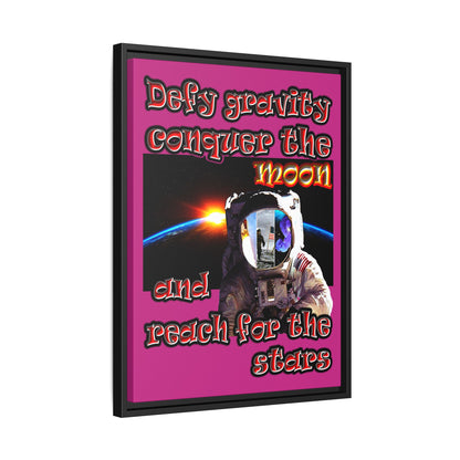 defy conquer reach - framed canvas art (pink)