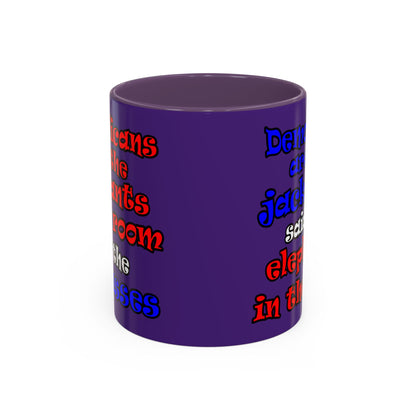 donkeys and elephants - Accent Mug (purple)