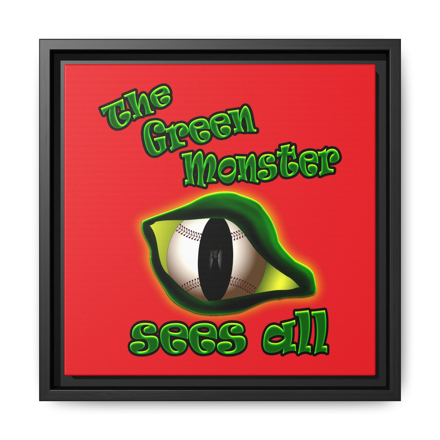 green monster - framed canvas art (red)