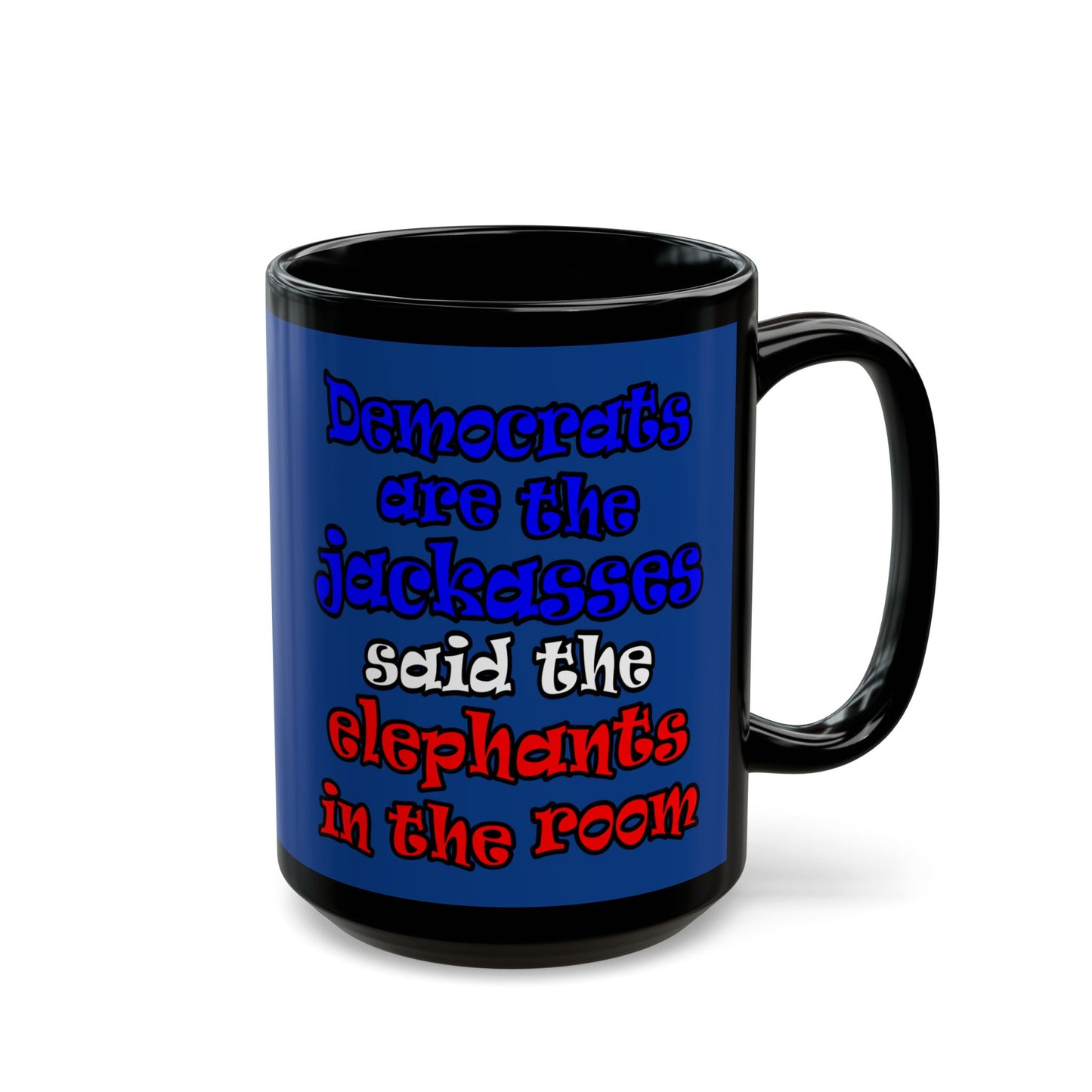 donkeys and elephants - Black Mug (dark blue)