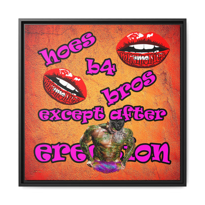 hoes b4 bros - framed canvas art (burnt orange)