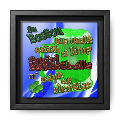 celtics logo - framed canvas art (blue-white wave)
