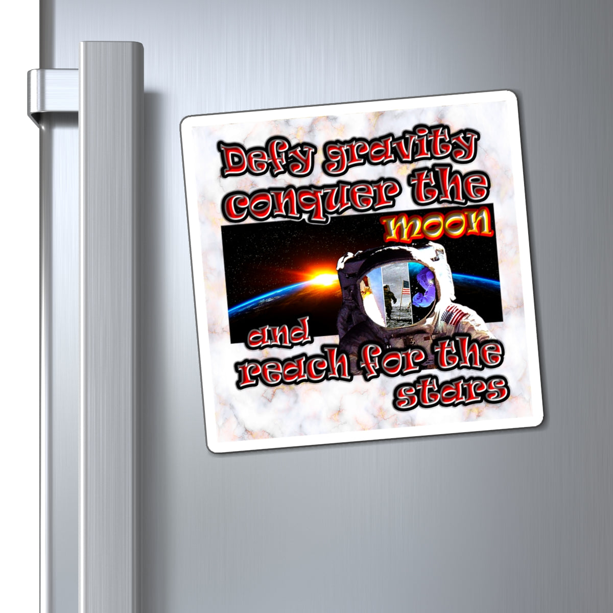 defy conquer reach - Magnets - (white marble)