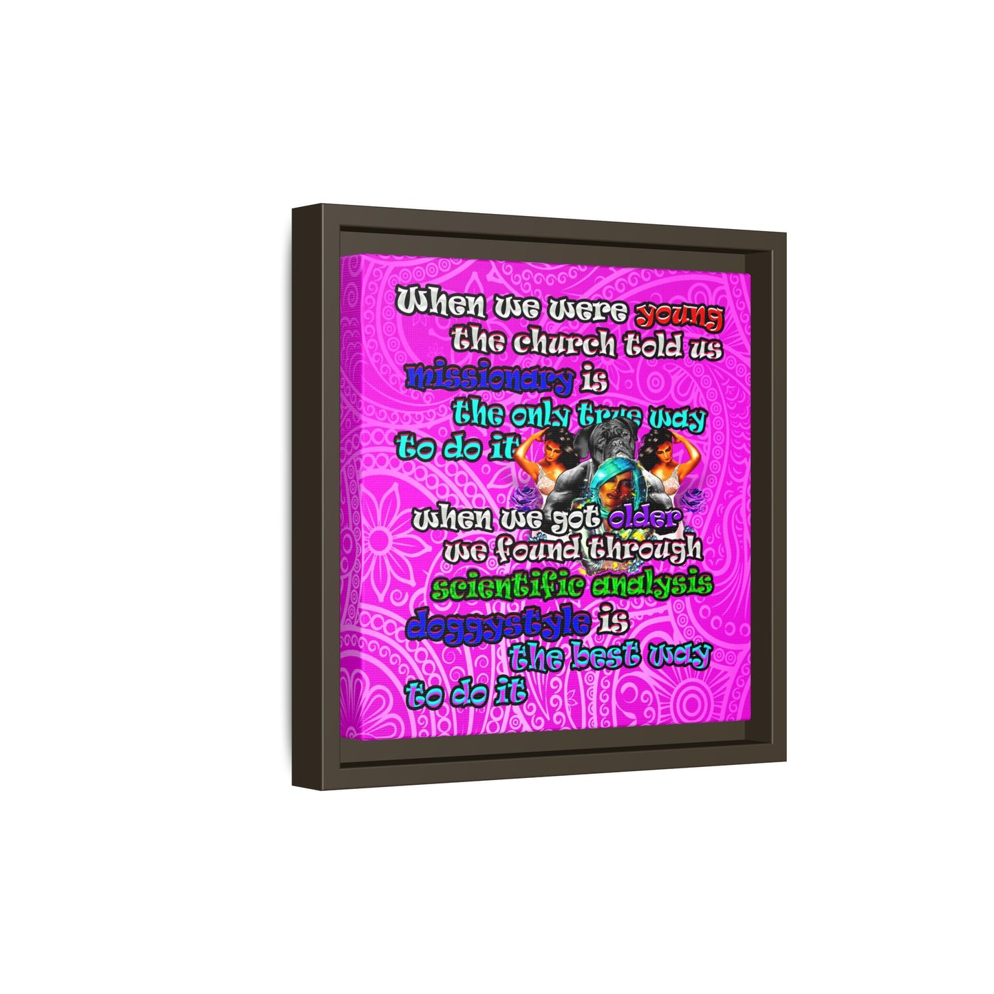 doggystyle - framed canvas art (pink swirl)