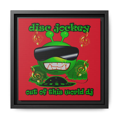 disc jockey - framed canvas art (dark red)
