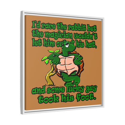 turtle race - framed canvas art (light brown)