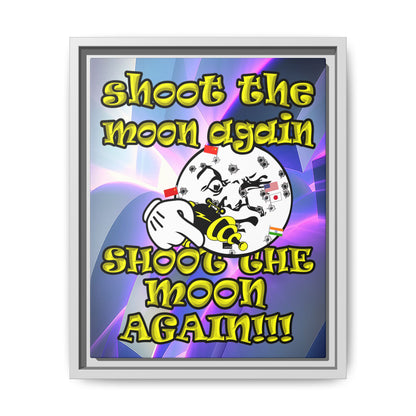 shoot the moon again - framed canvas art (grey-pink wave)
